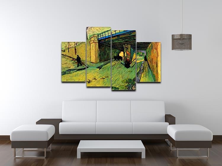 The Railway Bridge over Avenue Montmajour Arles by Van Gogh 4 Split Panel Canvas - Canvas Art Rocks - 3