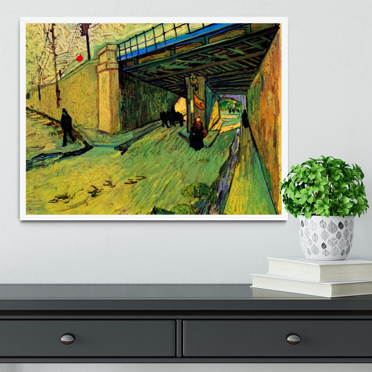 The Railway Bridge over Avenue Montmajour Arles by Van Gogh Framed Print - Canvas Art Rocks -6