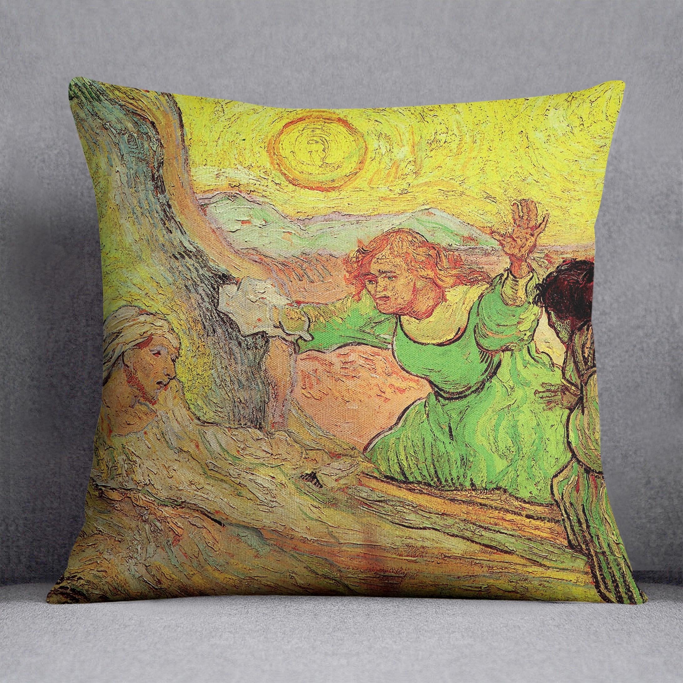 The Raising of Lazarus after Rembrandt by Van Gogh Throw Pillow