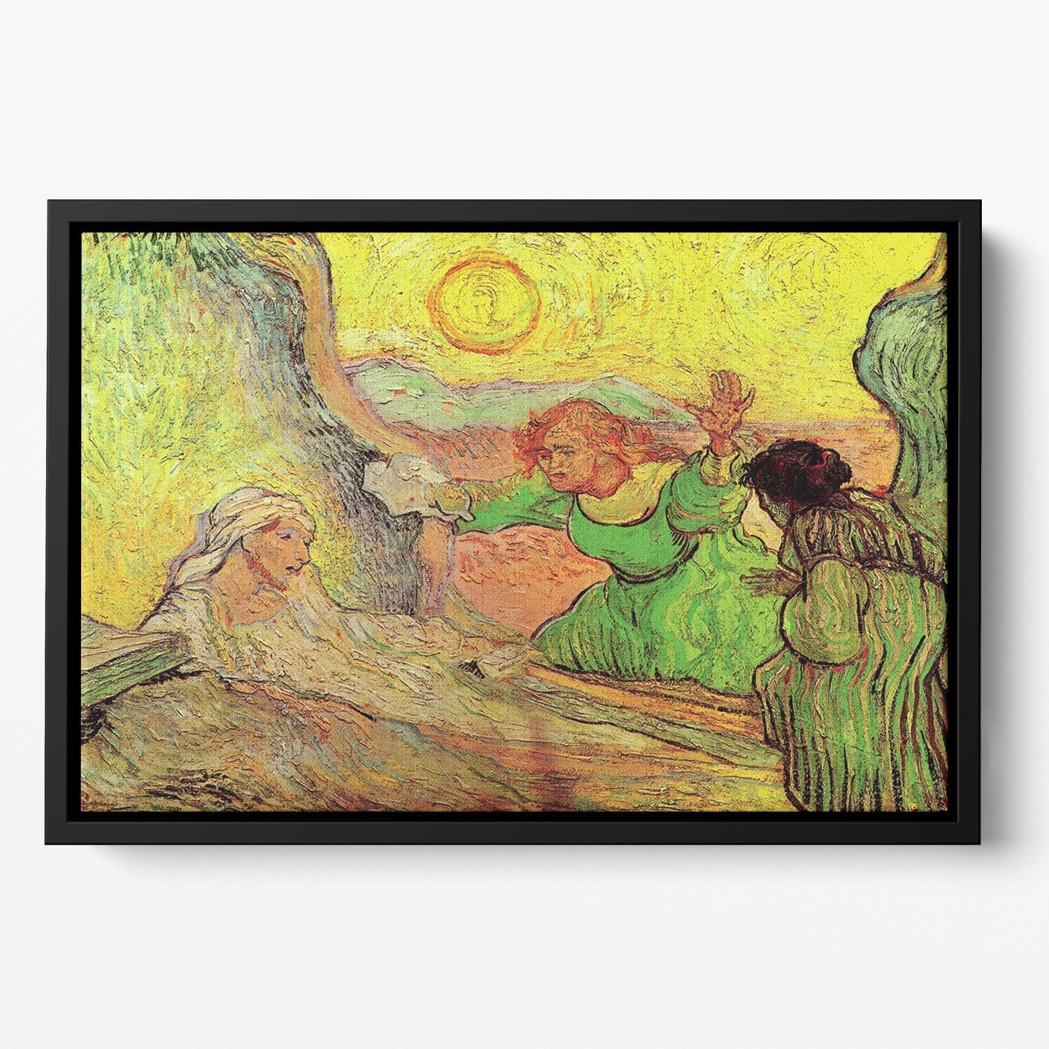 The Raising of Lazarus after Rembrandt by Van Gogh Floating Framed Canvas