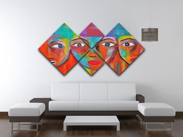 The Red Faces 4 Square Multi Panel Canvas - Canvas Art Rocks - 3