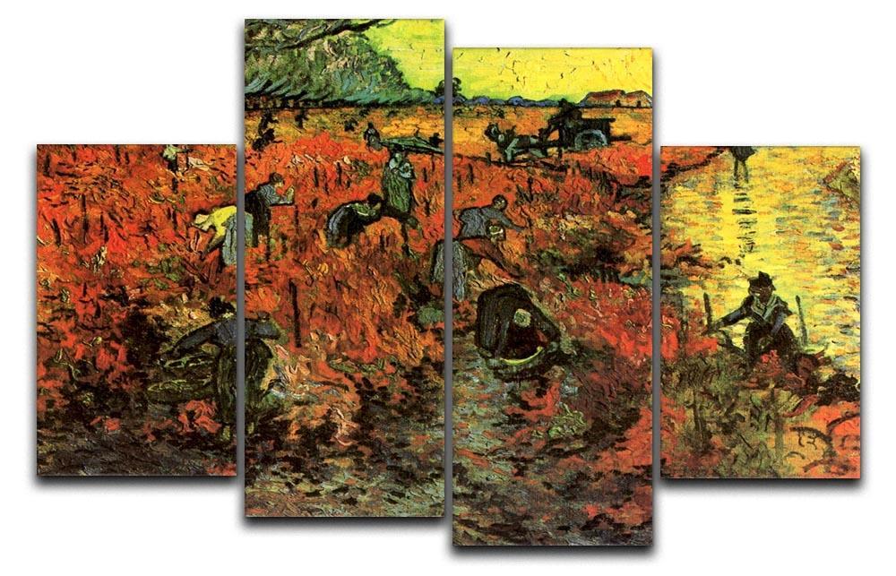 The Red Vineyard by Van Gogh 4 Split Panel Canvas  - Canvas Art Rocks - 1
