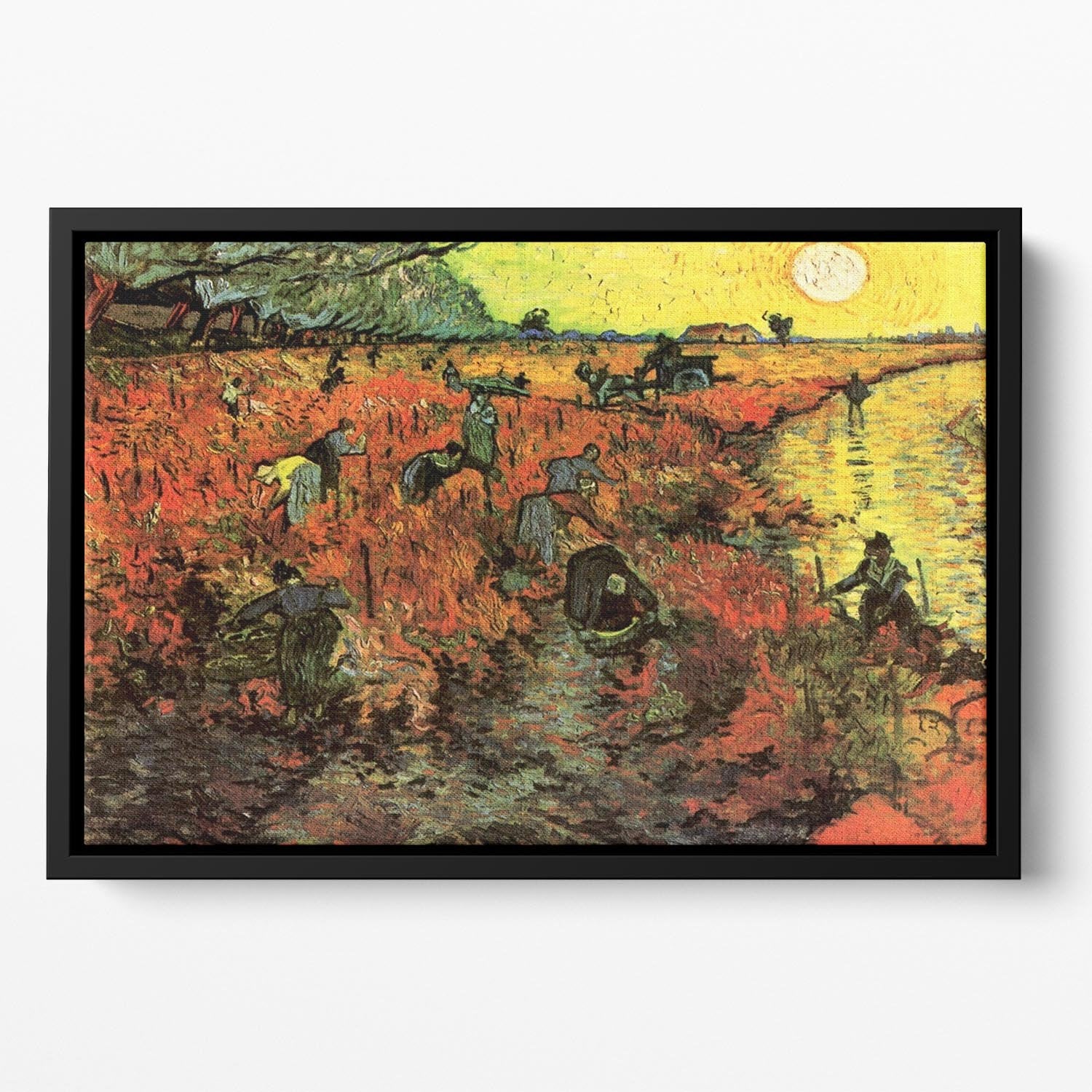 The Red Vineyard by Van Gogh Floating Framed Canvas