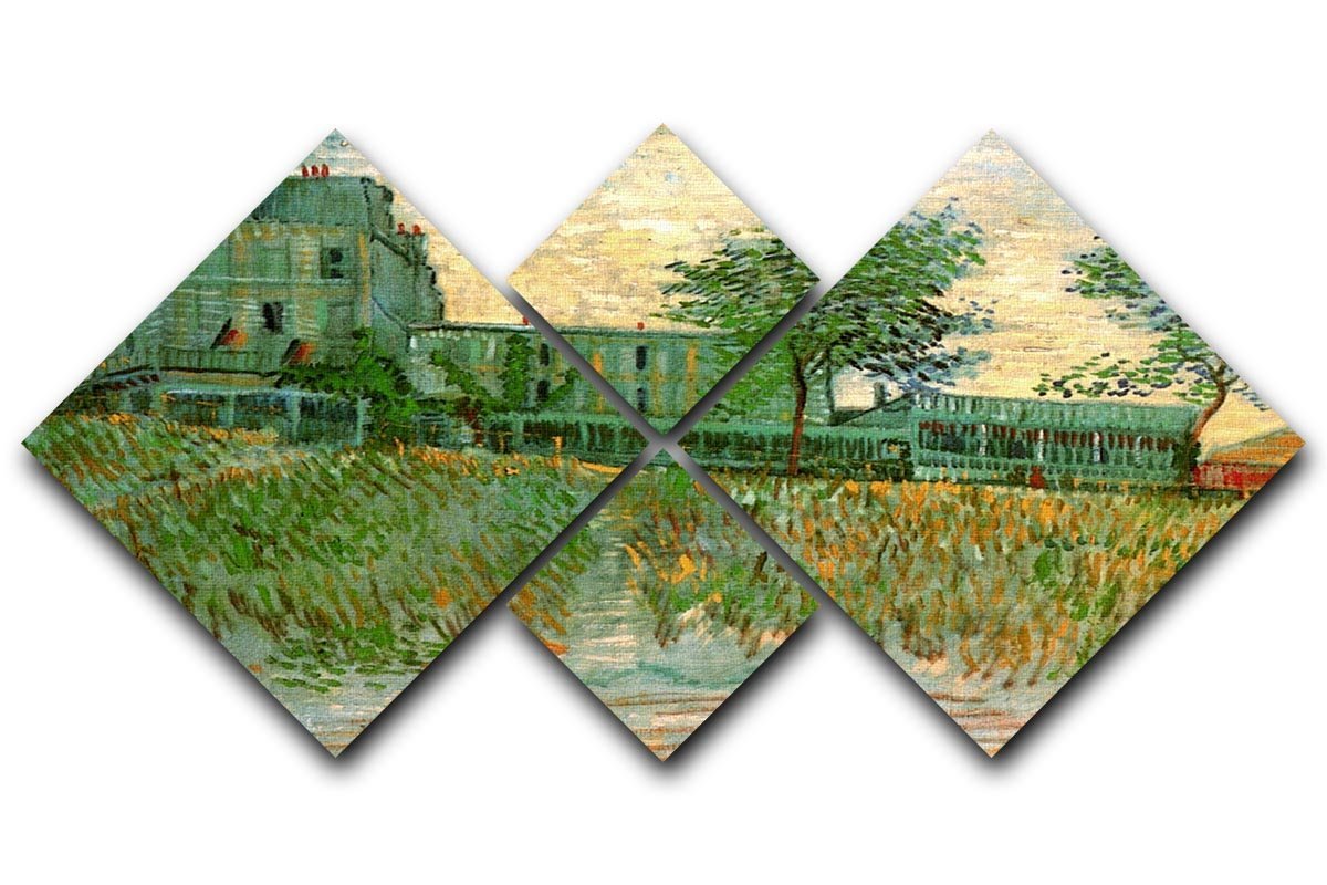 The Restaurant de la Sirene at Asnieres by Van Gogh 4 Square Multi Panel Canvas  - Canvas Art Rocks - 1