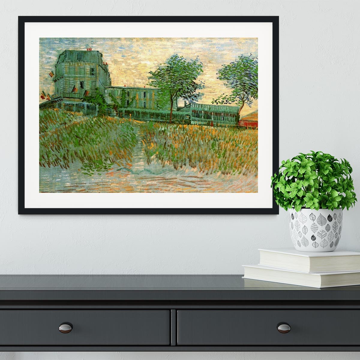 The Restaurant de la Sirene at Asnieres by Van Gogh Framed Print - Canvas Art Rocks - 1
