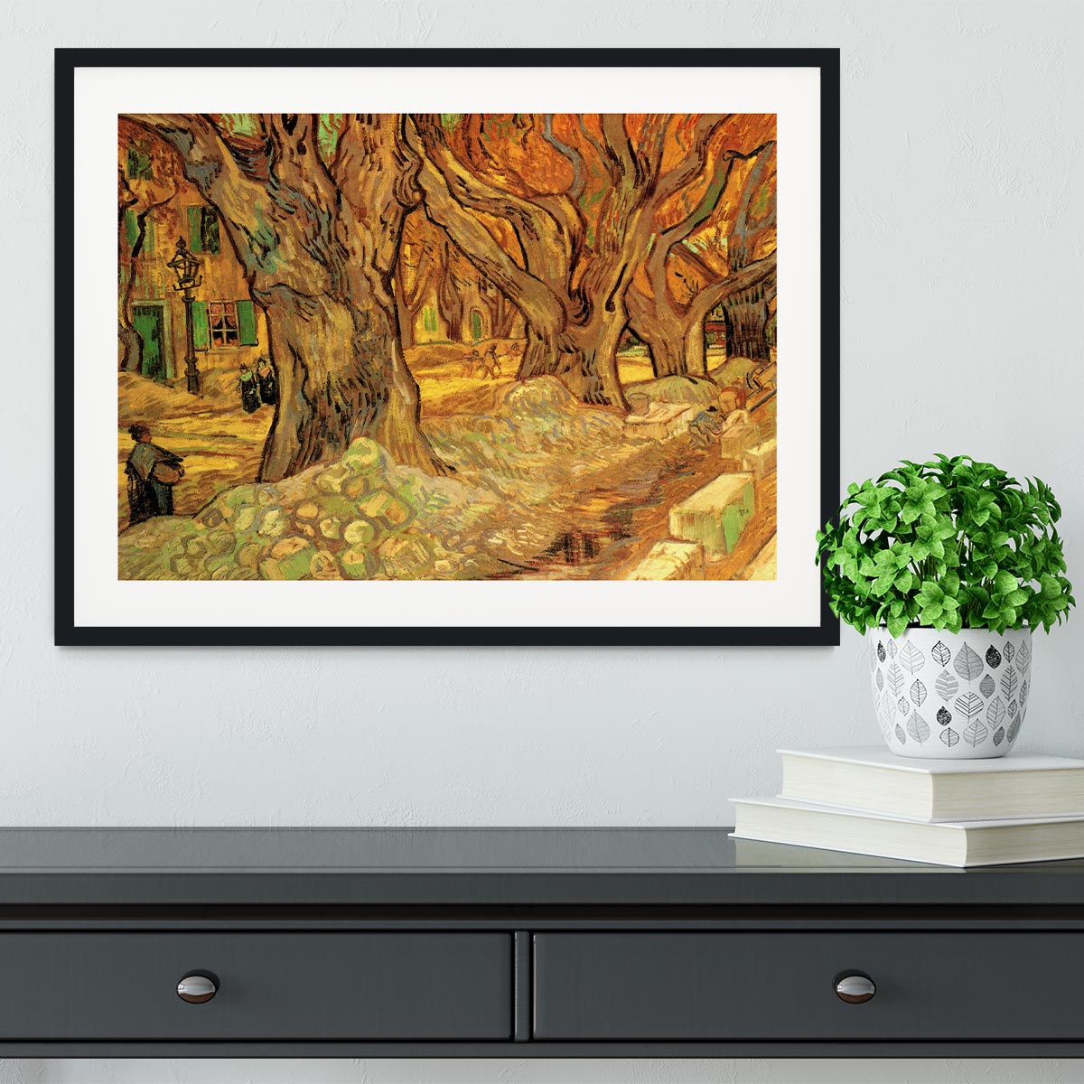 The Road Menders 2 by Van Gogh Framed Print - Canvas Art Rocks - 1