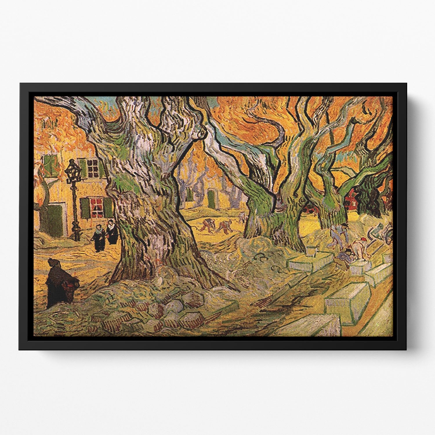 The Road Menders by Van Gogh Floating Framed Canvas