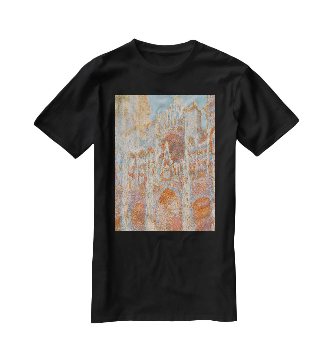 The Rouen Cathedral The facade at sunset by Monet T-Shirt - Canvas Art Rocks - 1
