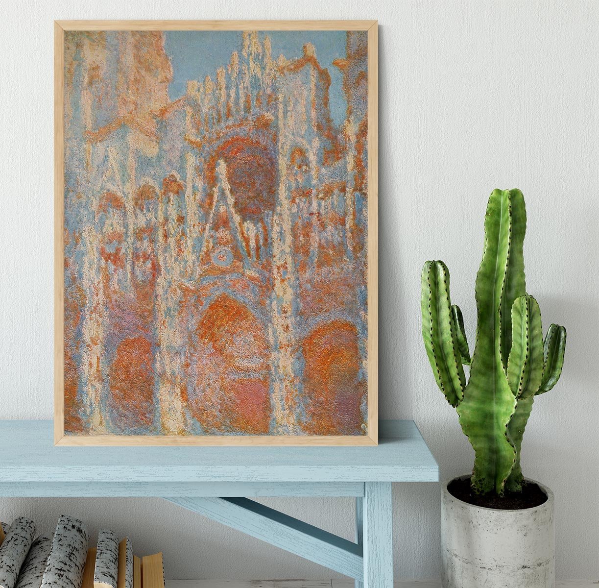 The Rouen Cathedral The facade at sunset by Monet Framed Print - Canvas Art Rocks - 4