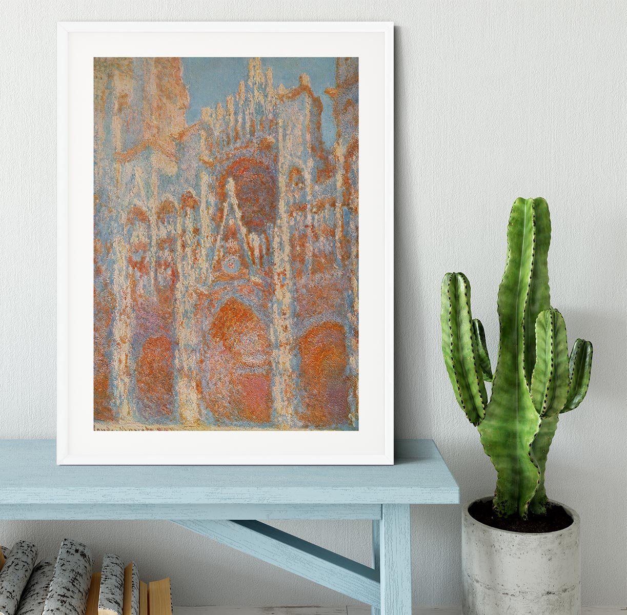 The Rouen Cathedral The facade at sunset by Monet Framed Print - Canvas Art Rocks - 5