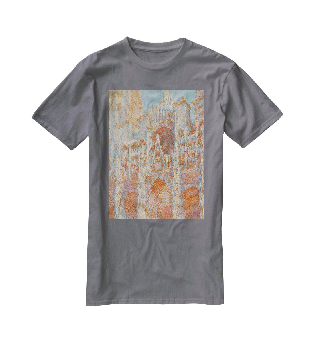 The Rouen Cathedral The facade at sunset by Monet T-Shirt - Canvas Art Rocks - 3