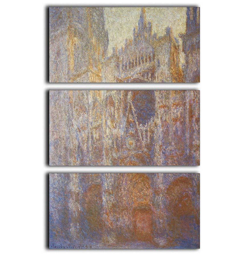 The Rouen Cathedral West facade by Monet 3 Split Panel Canvas Print - Canvas Art Rocks - 1