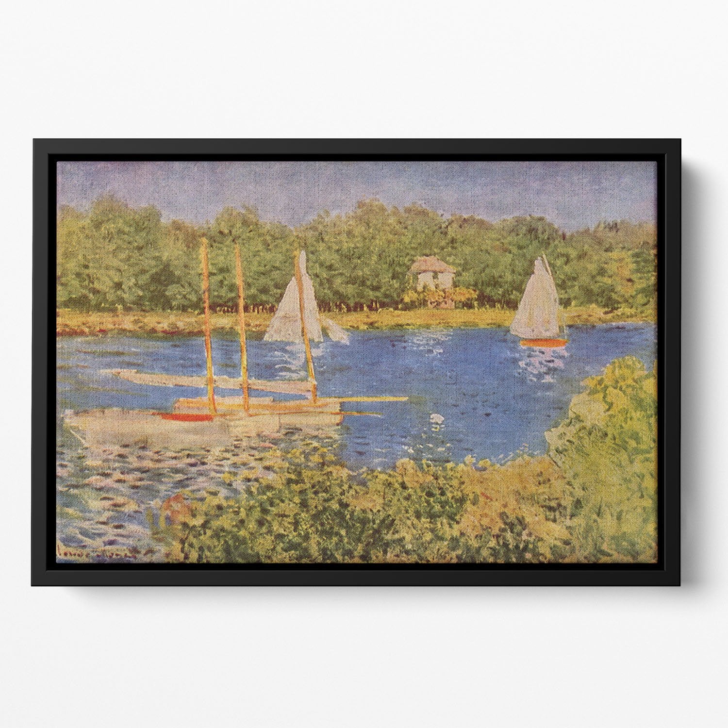 The Seine at Argenteuil Basin by Monet Floating Framed Canvas