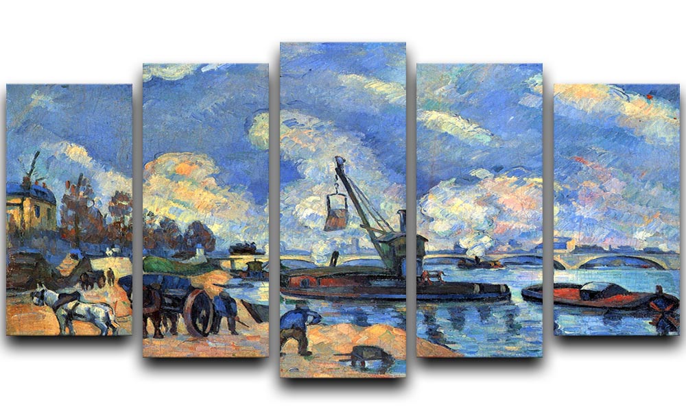 The Seine at Bercy by Cezanne 5 Split Panel Canvas - Canvas Art Rocks - 1
