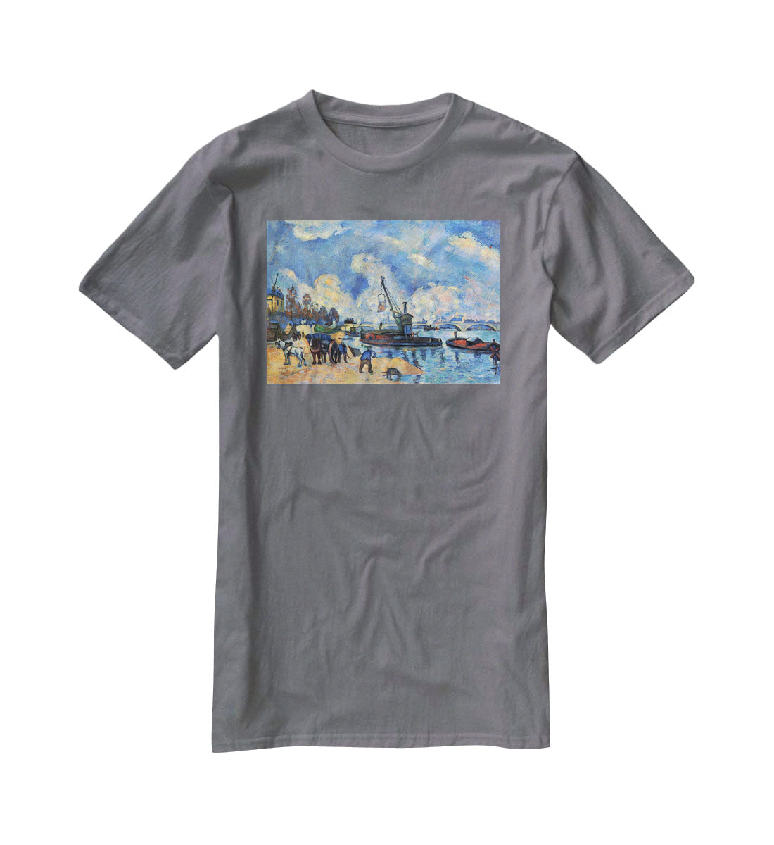 The Seine at Bercy by Cezanne T-Shirt - Canvas Art Rocks - 3