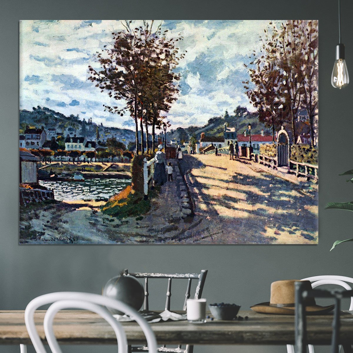 The Seine at Bougival by Monet Canvas Print or Poster
