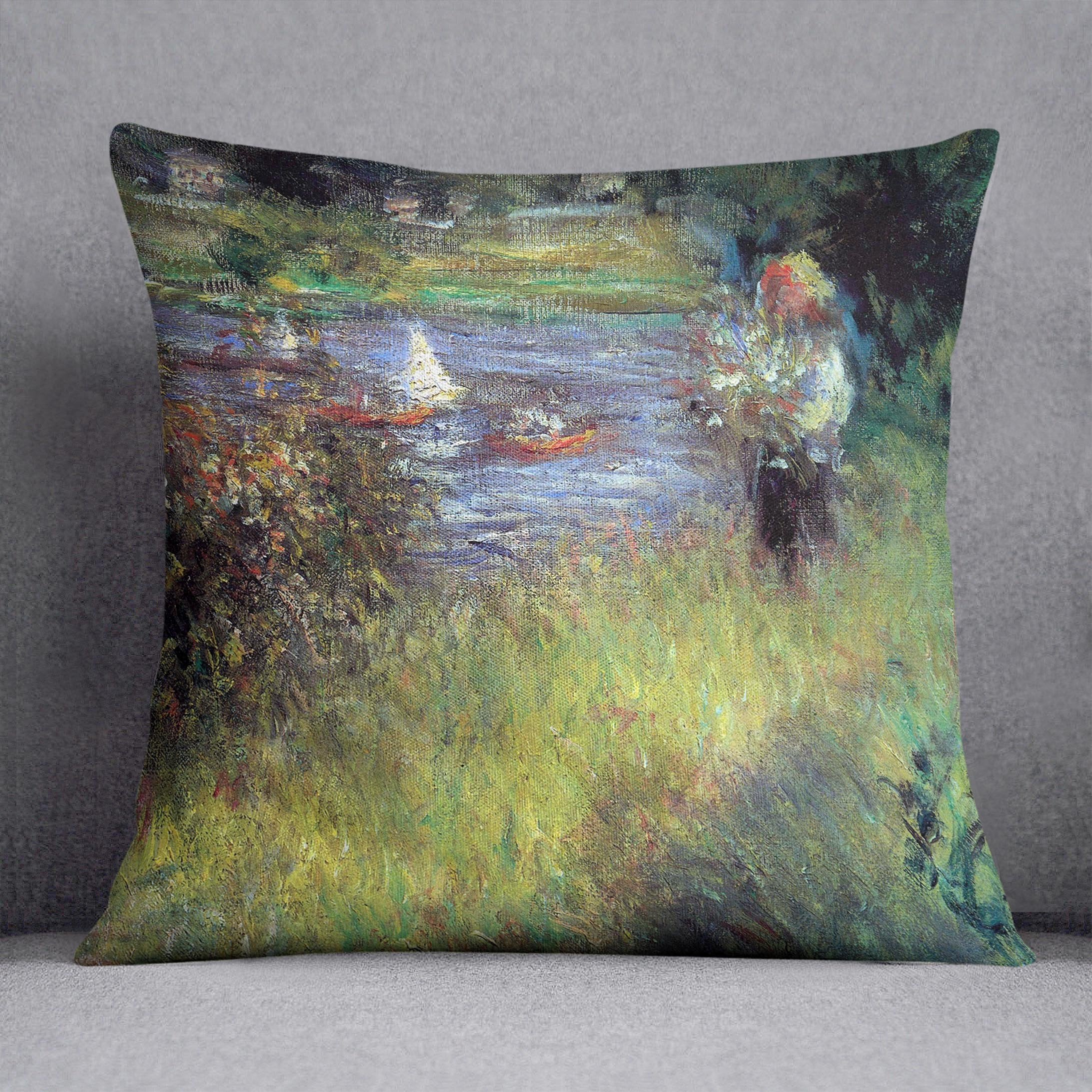 The Seine at Chatou Detail by Renoir Throw Pillow