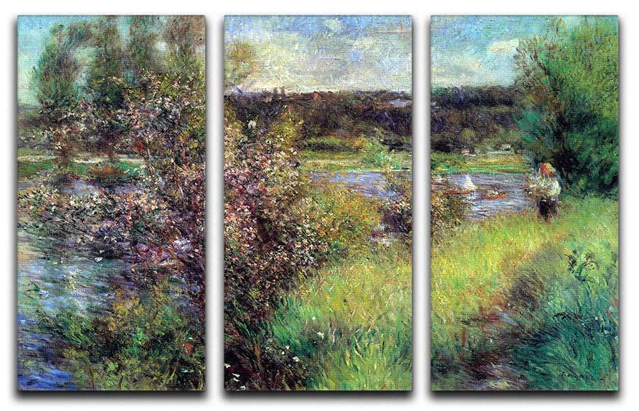 The Seine at Chatou by Renoir 3 Split Panel Canvas Print - Canvas Art Rocks - 1