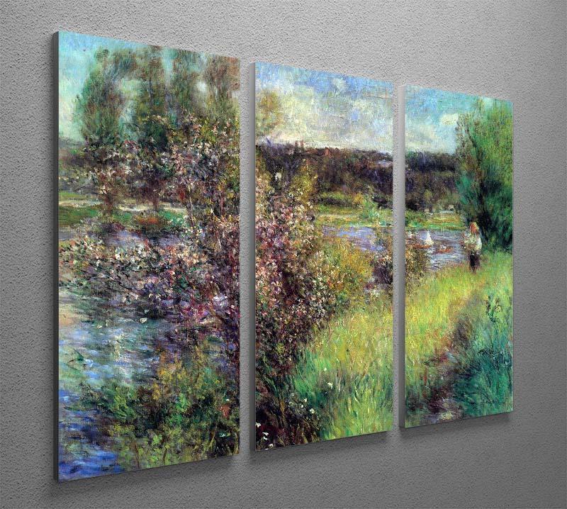 The Seine at Chatou by Renoir 3 Split Panel Canvas Print - Canvas Art Rocks - 2