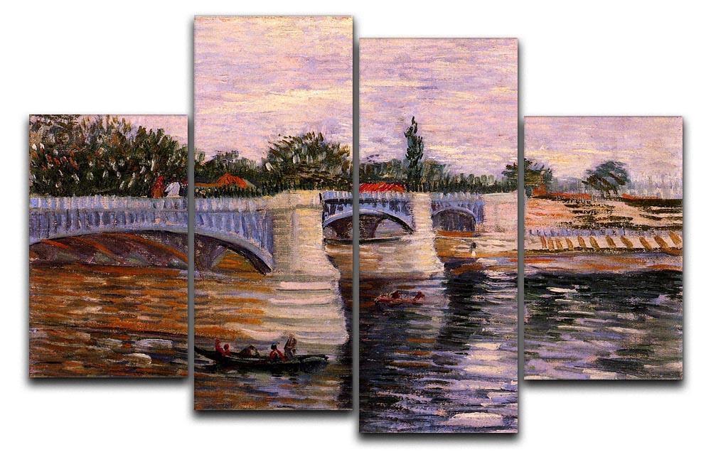 The Seine with the Pont del Grande Jette by Van Gogh 4 Split Panel Canvas  - Canvas Art Rocks - 1
