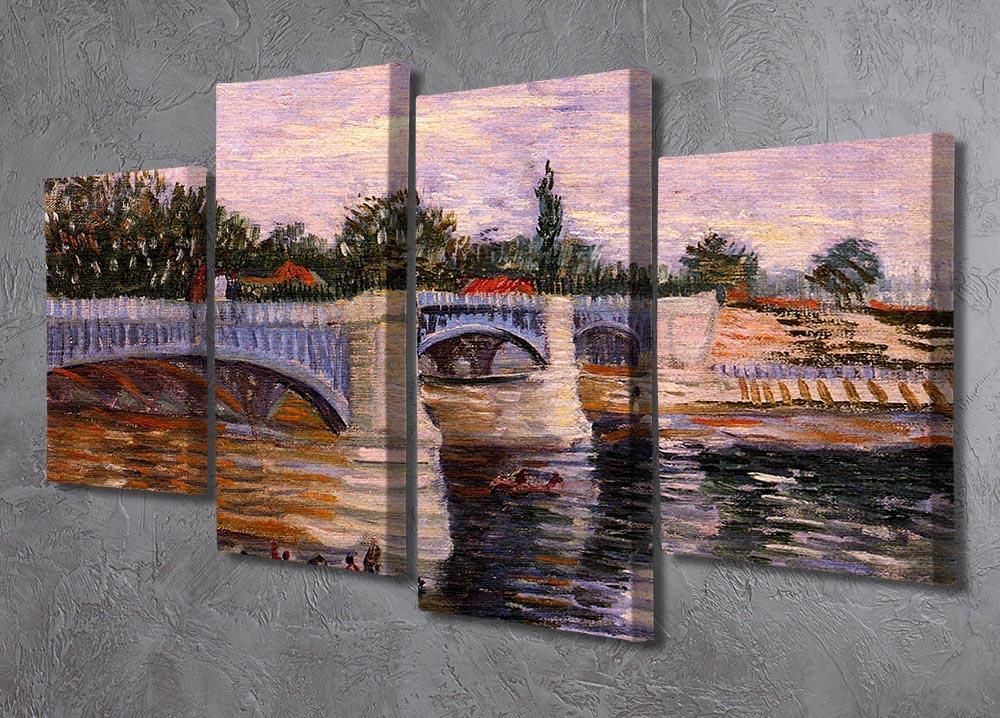 The Seine with the Pont del Grande Jette by Van Gogh 4 Split Panel Canvas - Canvas Art Rocks - 2
