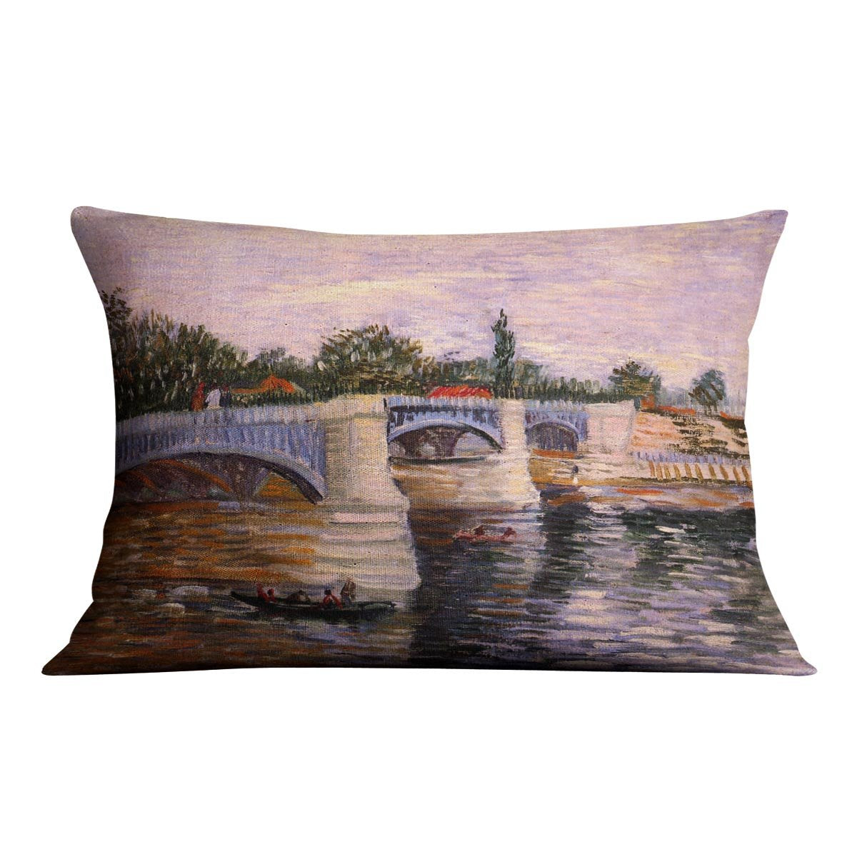 The Seine with the Pont del Grande Jette by Van Gogh Throw Pillow