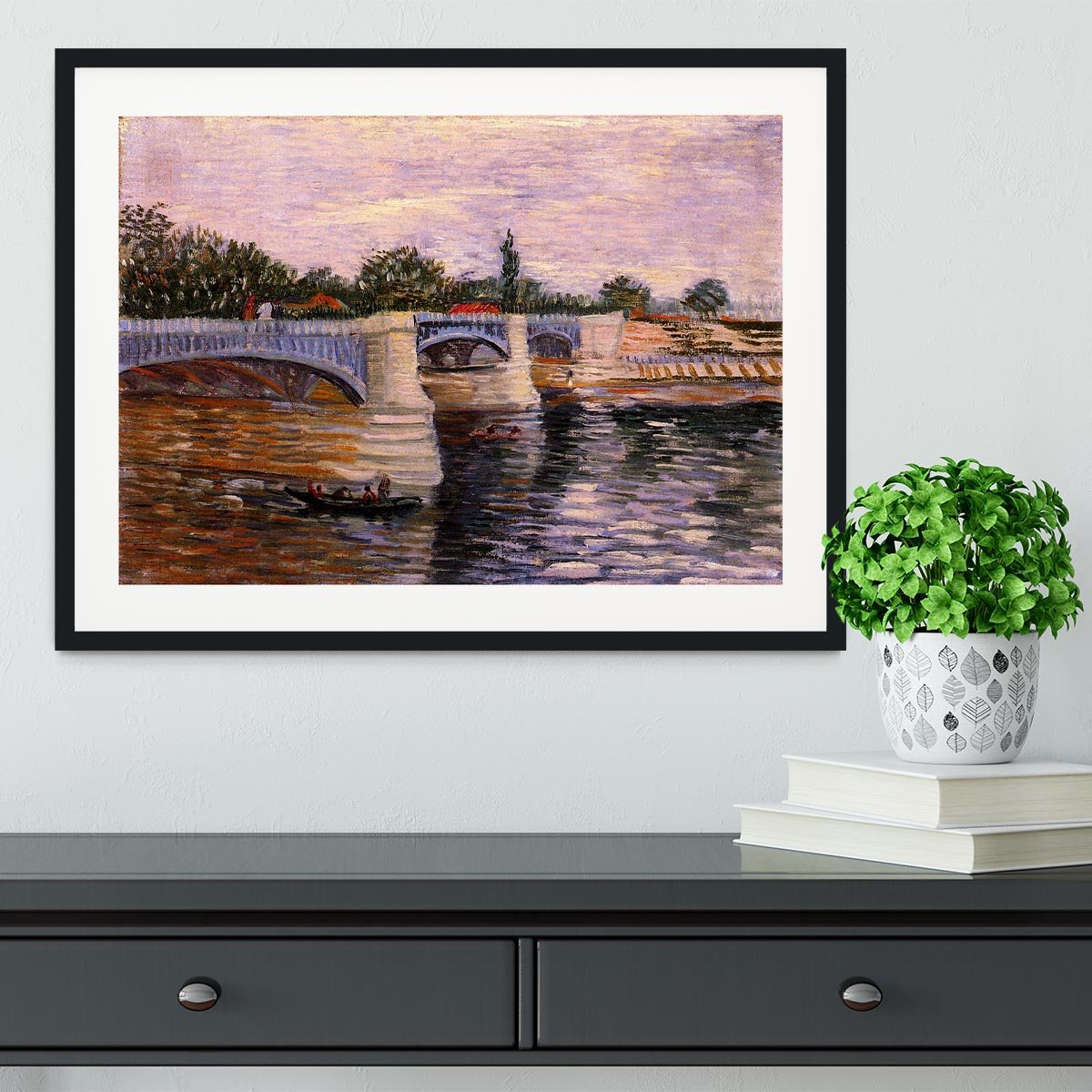 The Seine with the Pont del Grande Jette by Van Gogh Framed Print - Canvas Art Rocks - 1