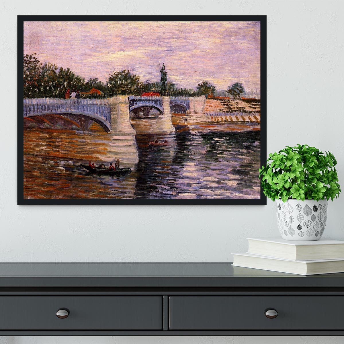The Seine with the Pont del Grande Jette by Van Gogh Framed Print - Canvas Art Rocks - 2