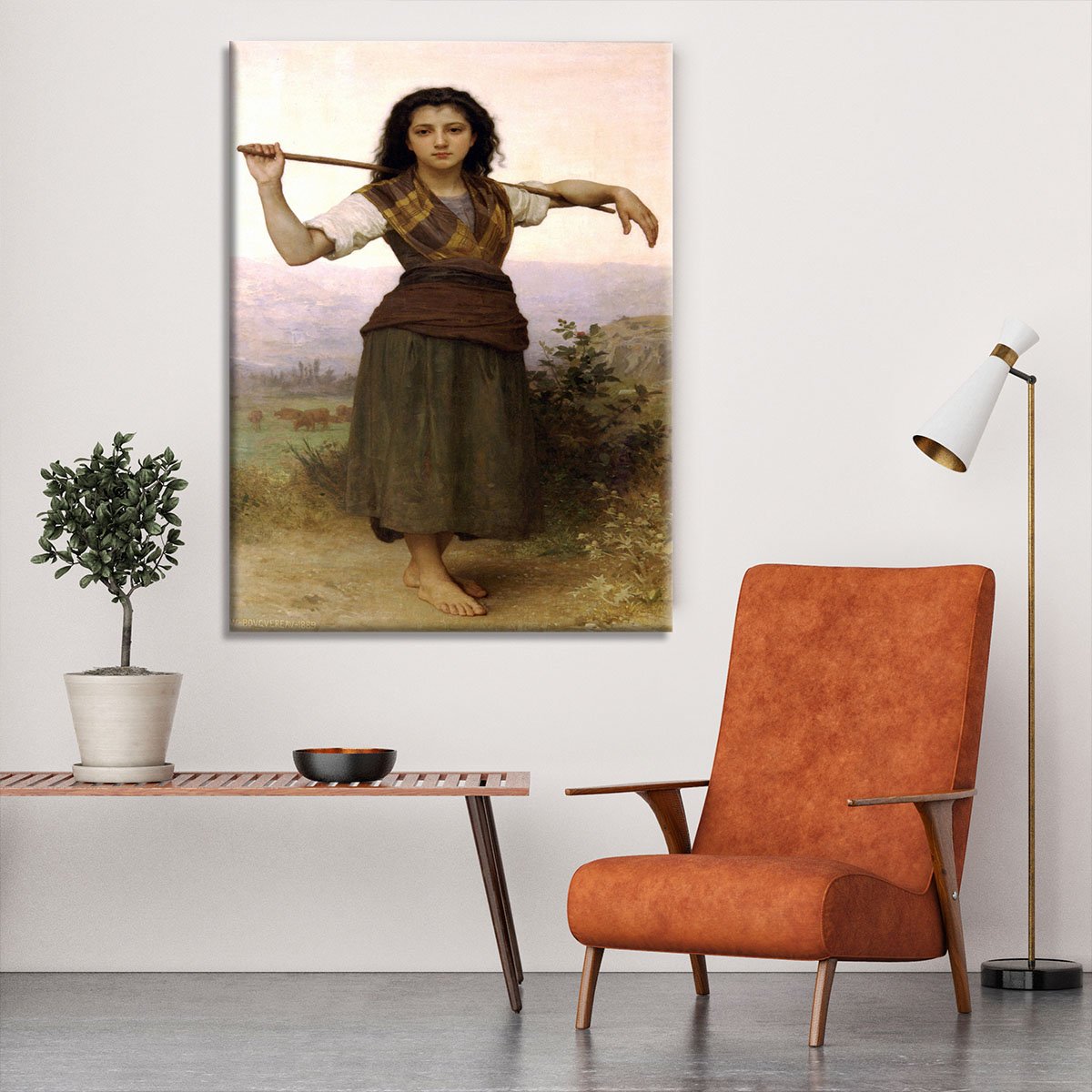 The Shepherdess By Bouguereau Canvas Print or Poster