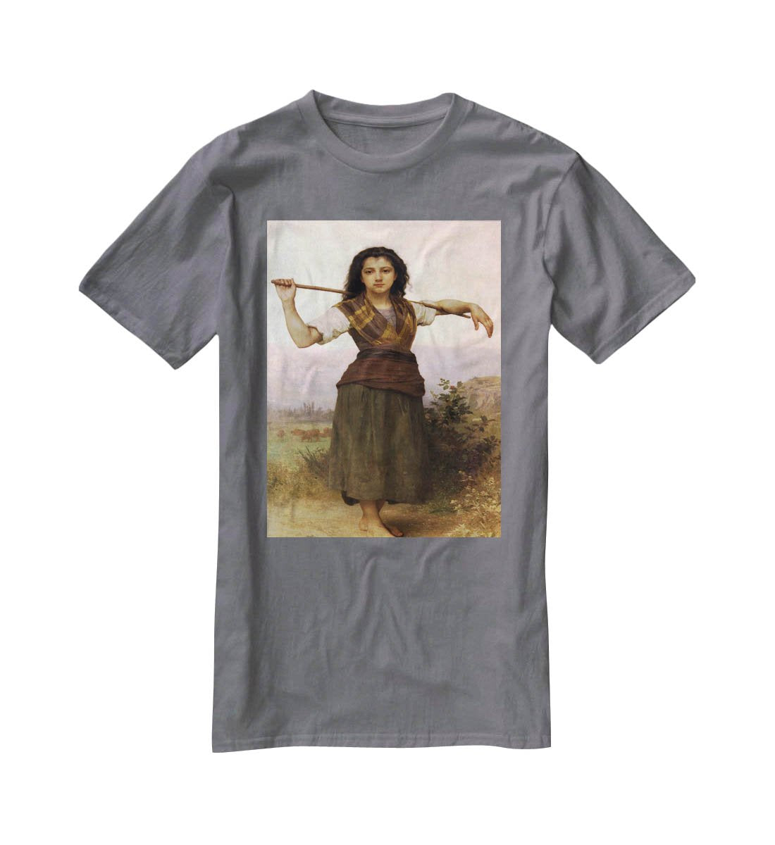 The Shepherdess By Bouguereau T-Shirt - Canvas Art Rocks - 3