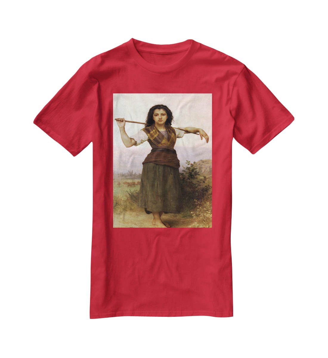 The Shepherdess By Bouguereau T-Shirt - Canvas Art Rocks - 4