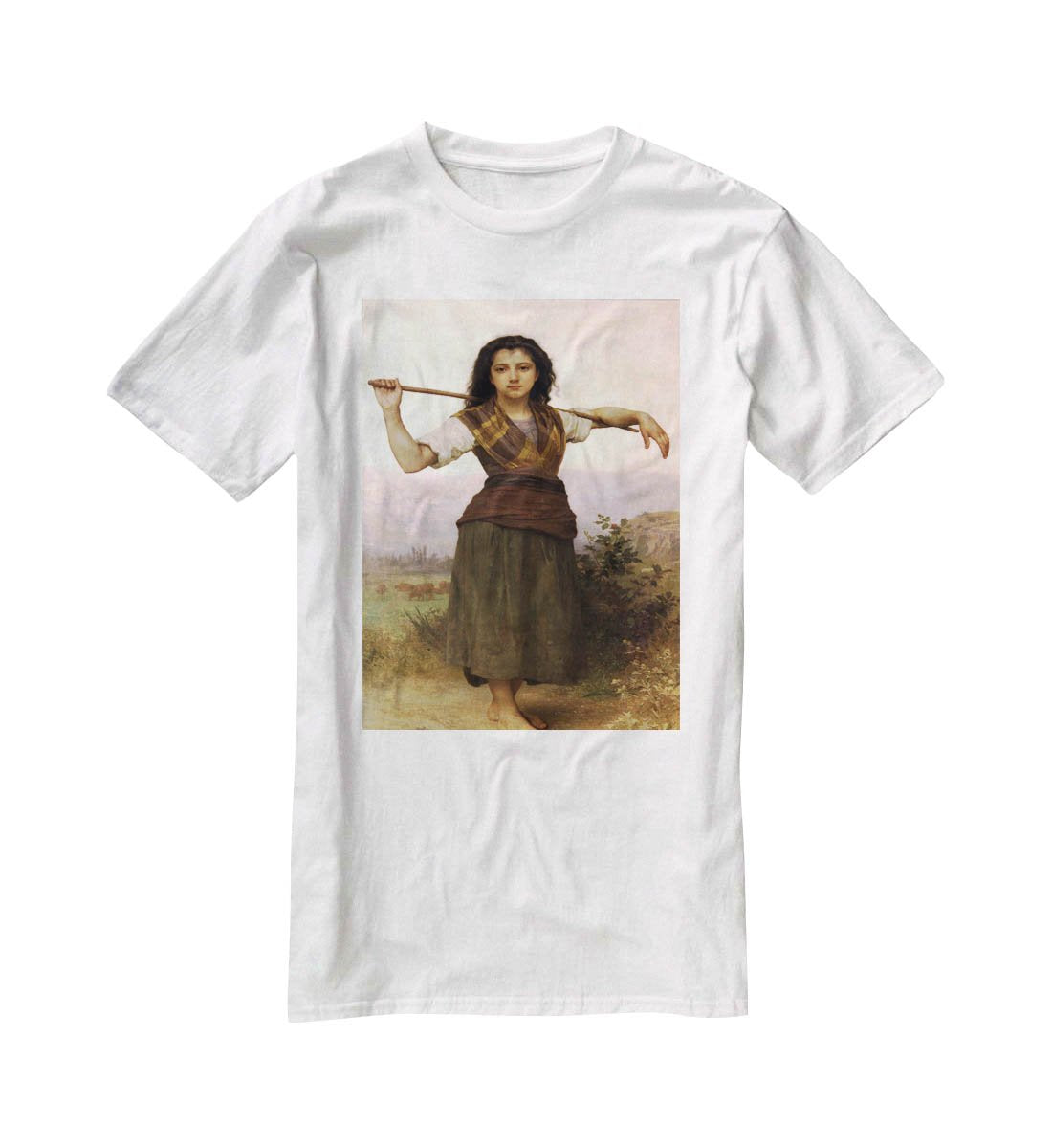 The Shepherdess By Bouguereau T-Shirt - Canvas Art Rocks - 5