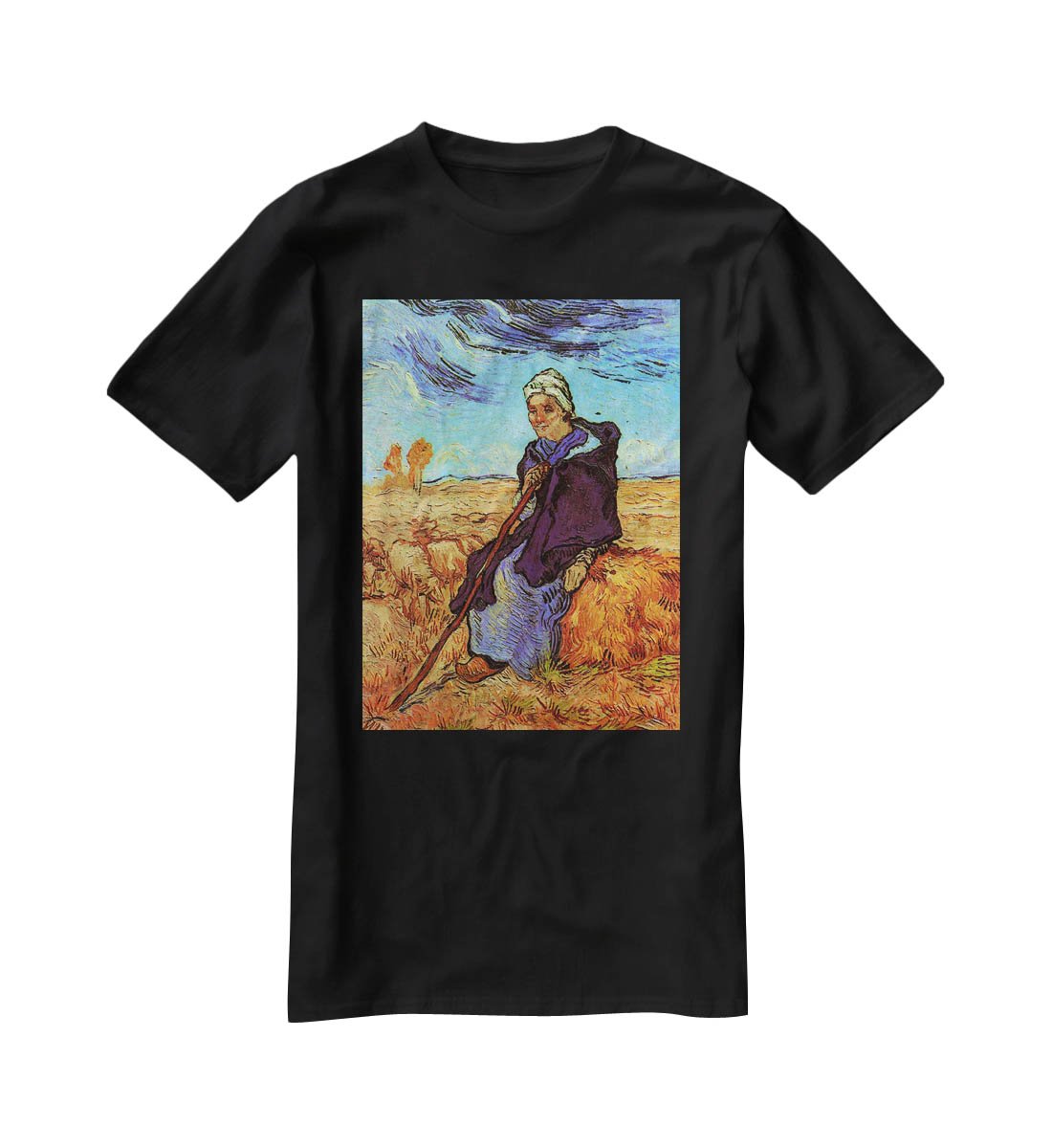 The Shepherdess after Millet by Van Gogh T-Shirt - Canvas Art Rocks - 1