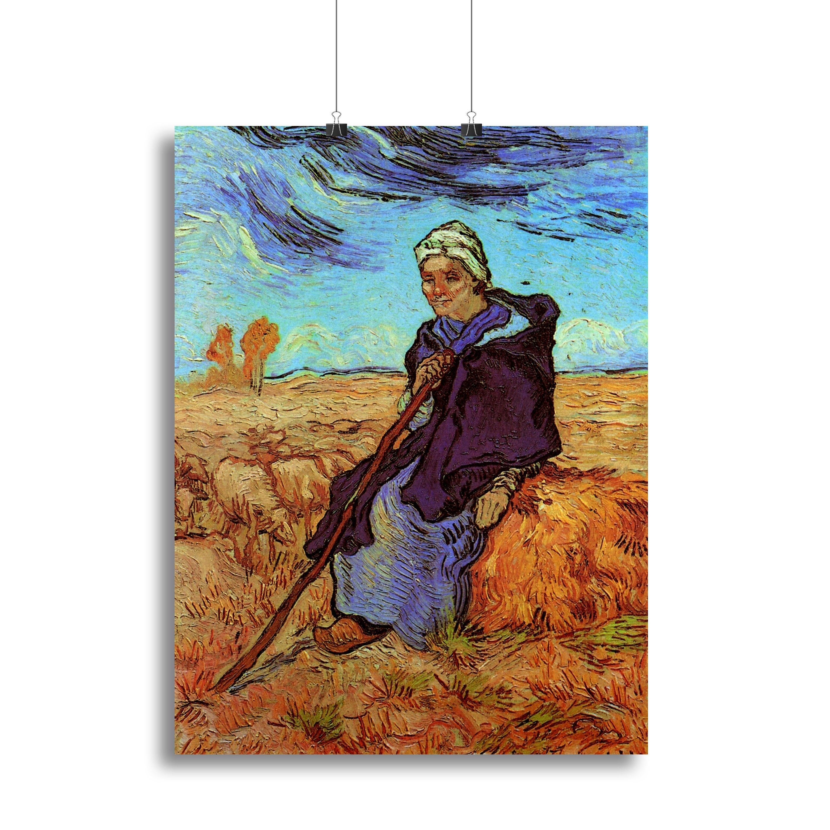 The Shepherdess after Millet by Van Gogh Canvas Print or Poster