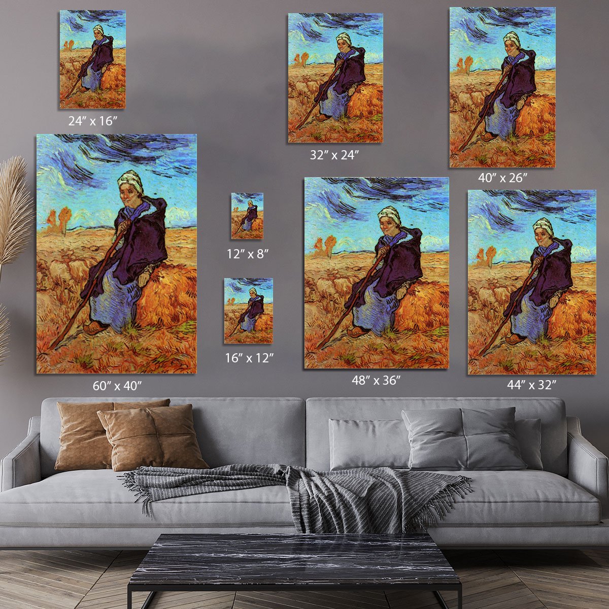 The Shepherdess after Millet by Van Gogh Canvas Print or Poster