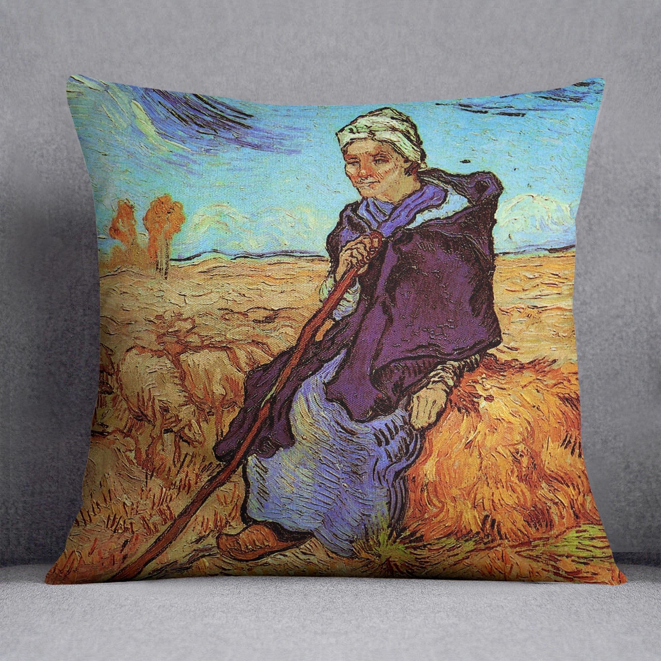 The Shepherdess after Millet by Van Gogh Throw Pillow