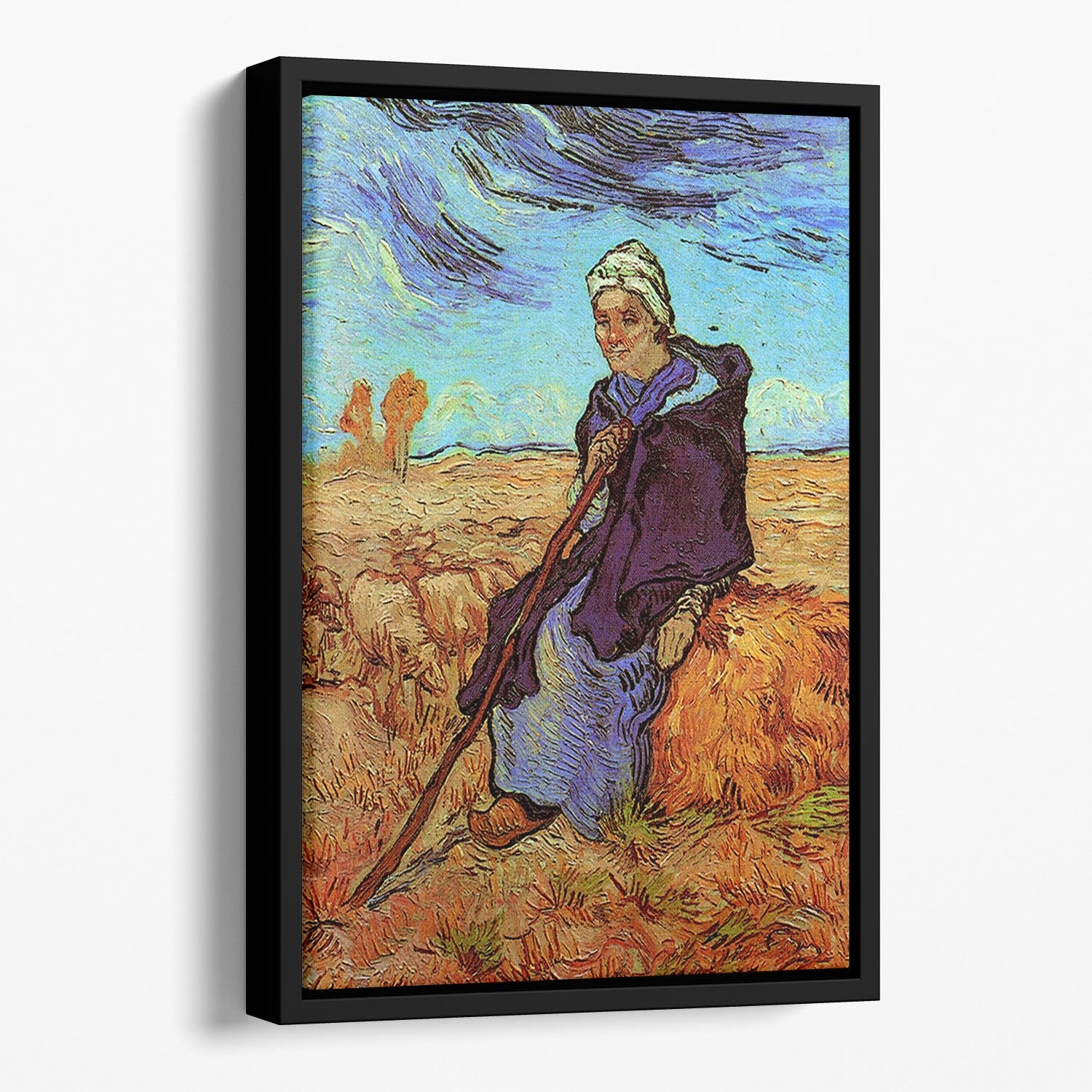 The Shepherdess after Millet by Van Gogh Floating Framed Canvas