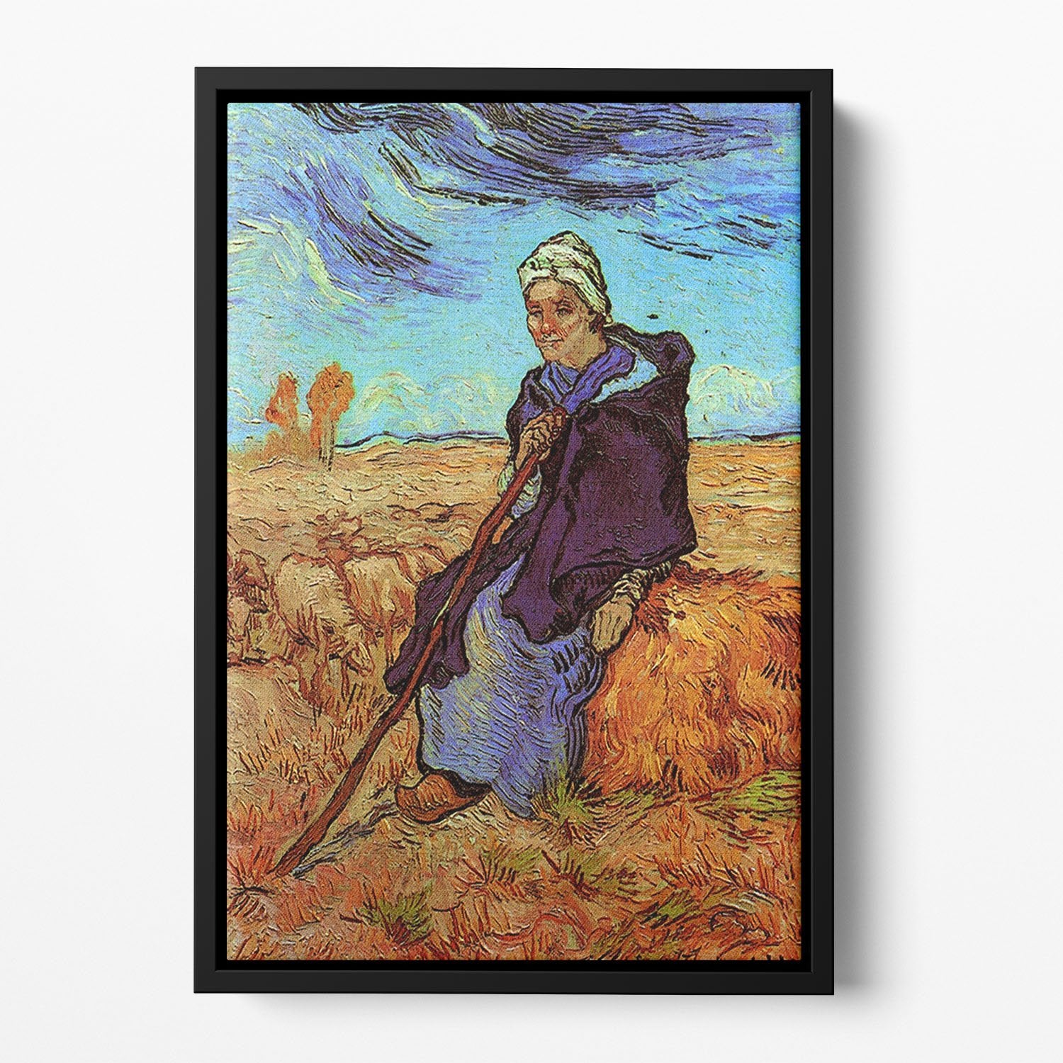 The Shepherdess after Millet by Van Gogh Floating Framed Canvas