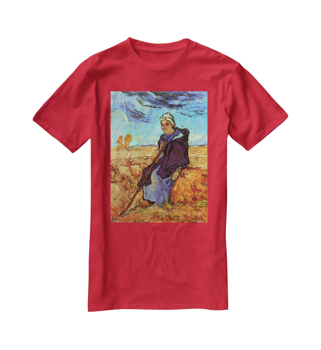 The Shepherdess after Millet by Van Gogh T-Shirt - Canvas Art Rocks - 4