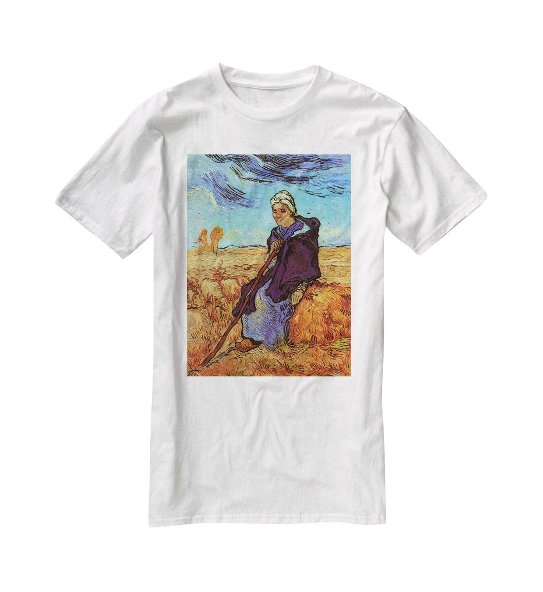 The Shepherdess after Millet by Van Gogh T-Shirt - Canvas Art Rocks - 5