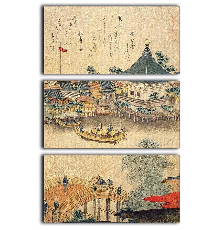 The Shrine Komagata Do in Komagata by Hokusai 3 Split Panel Canvas Print - Canvas Art Rocks - 1