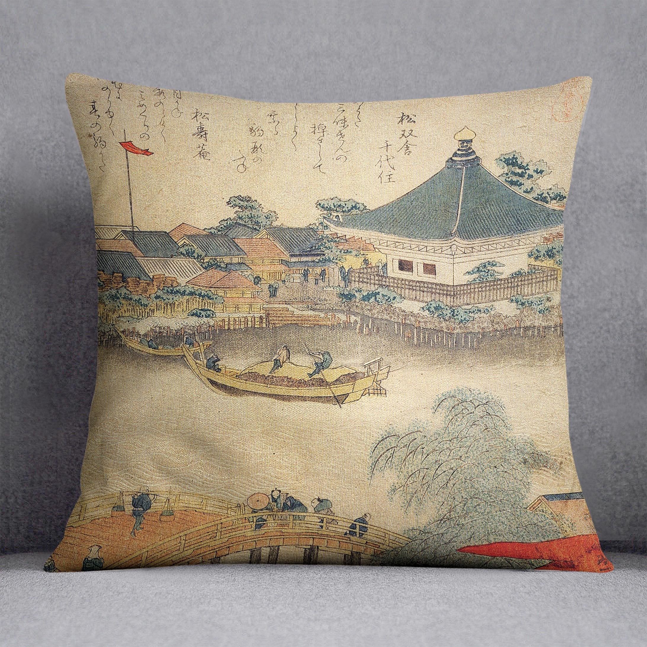 The Shrine Komagata Do in Komagata by Hokusai Throw Pillow
