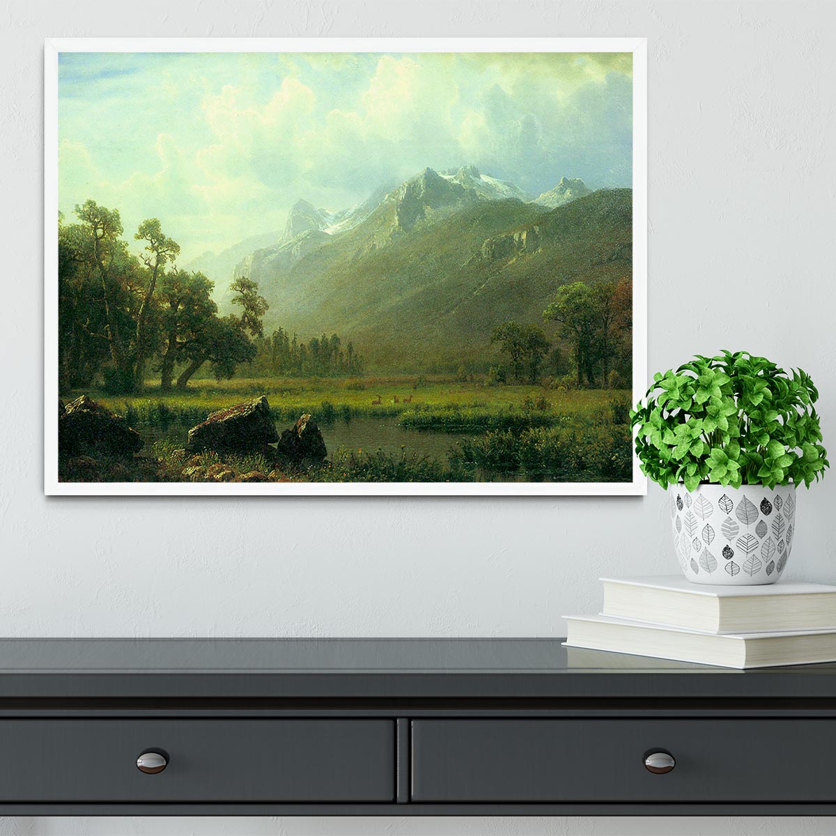 The Sierra near Lake Tahoe California by Bierstadt Framed Print - Canvas Art Rocks -6