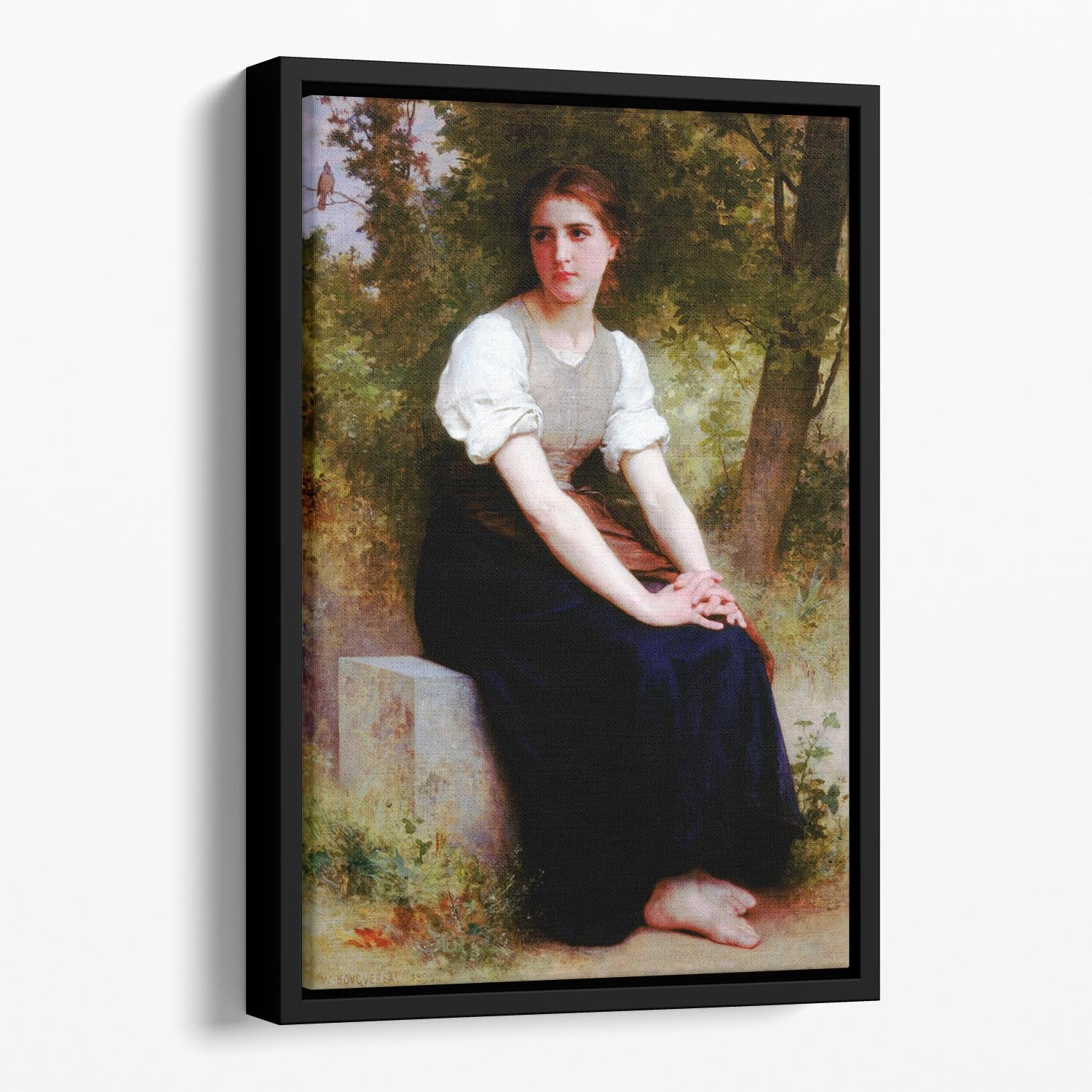 The Song of the Nightingale By Bouguereau Floating Framed Canvas