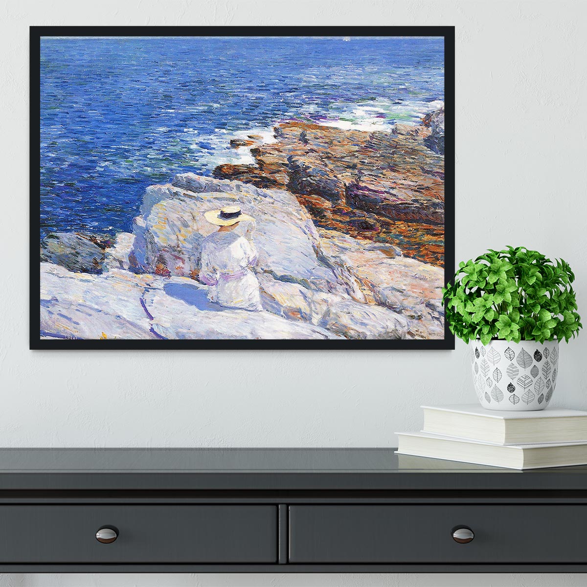 The Southern rock riffs Appledore by Hassam Framed Print - Canvas Art Rocks - 2