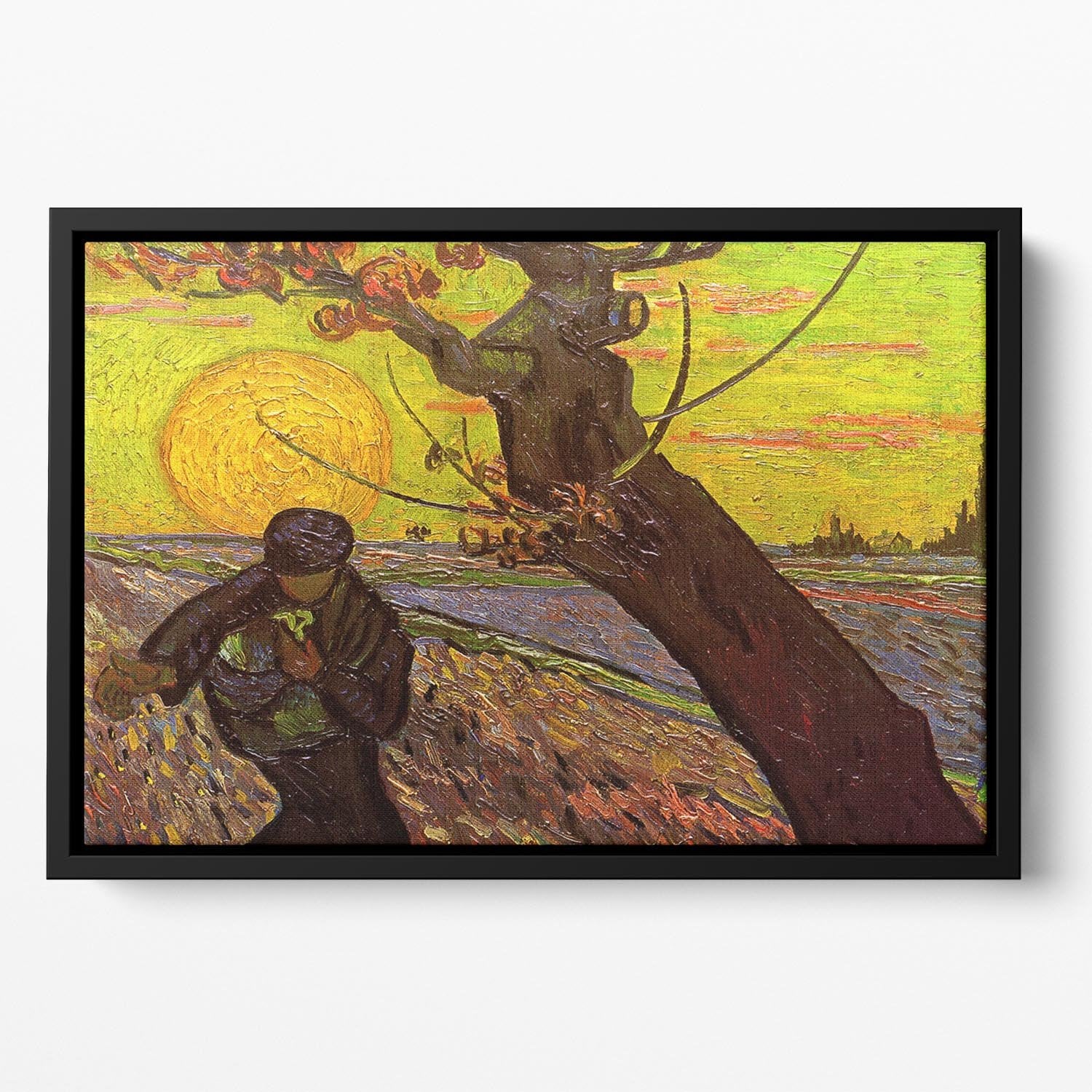 The Sower by Van Gogh Floating Framed Canvas