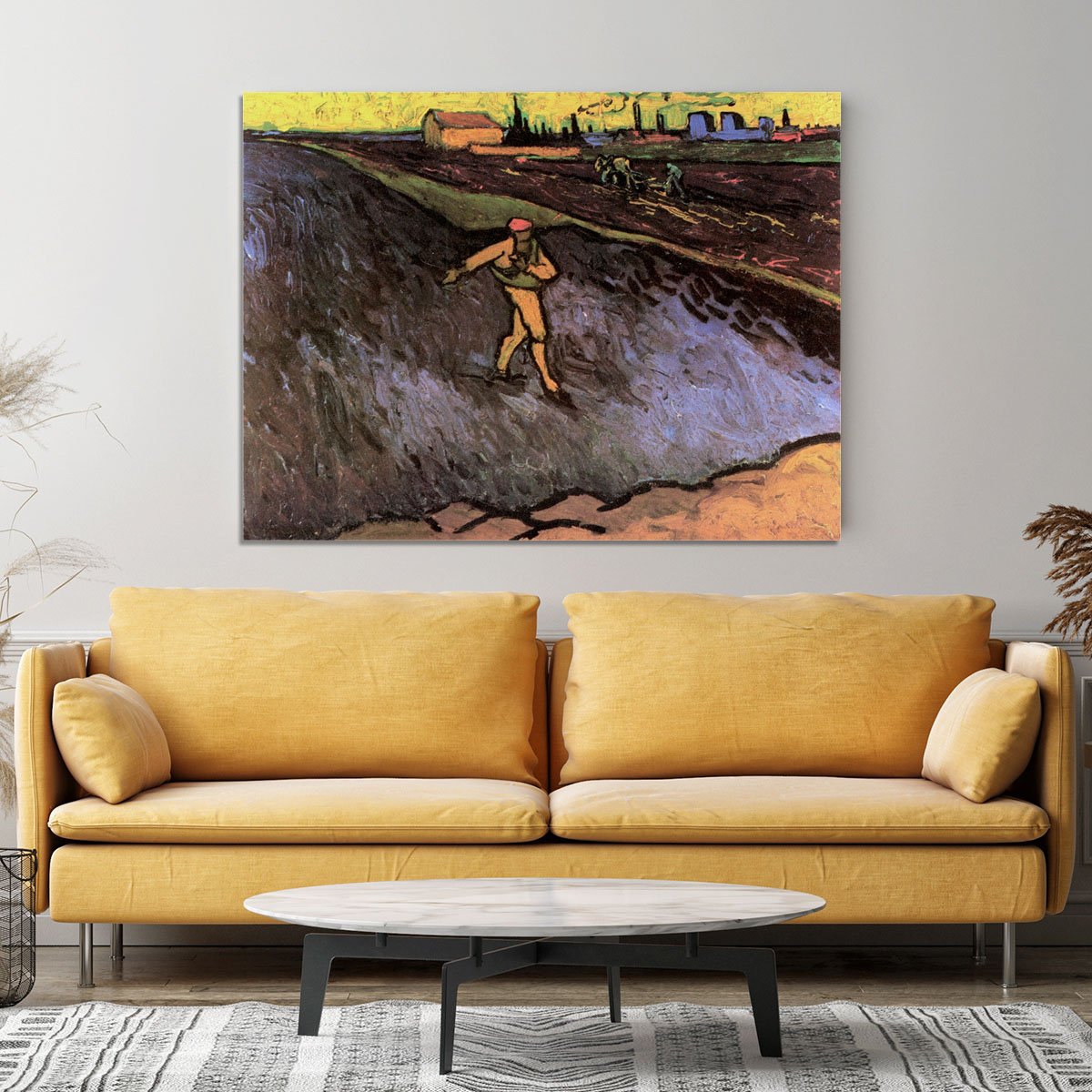 The Sower with the outskirts of Arles in the Background by Van Gogh Canvas Print or Poster