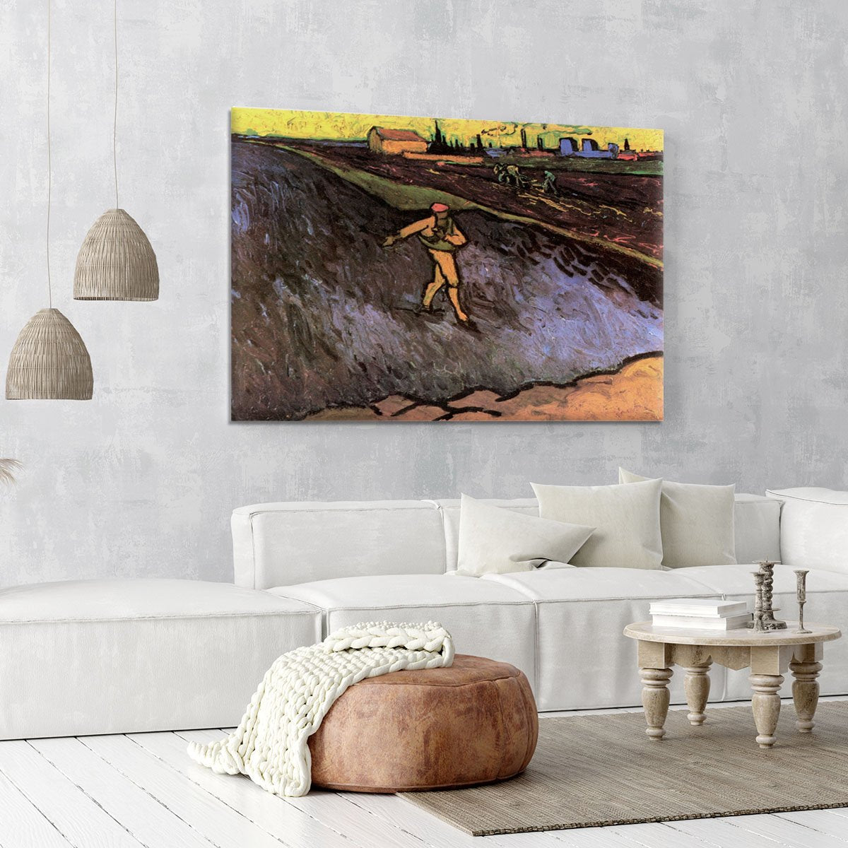 The Sower with the outskirts of Arles in the Background by Van Gogh Canvas Print or Poster