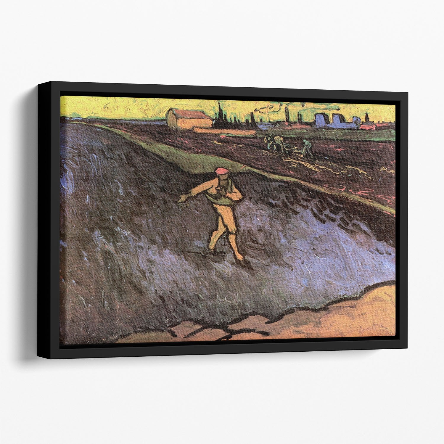 The Sower with the outskirts of Arles in the Background by Van Gogh Floating Framed Canvas