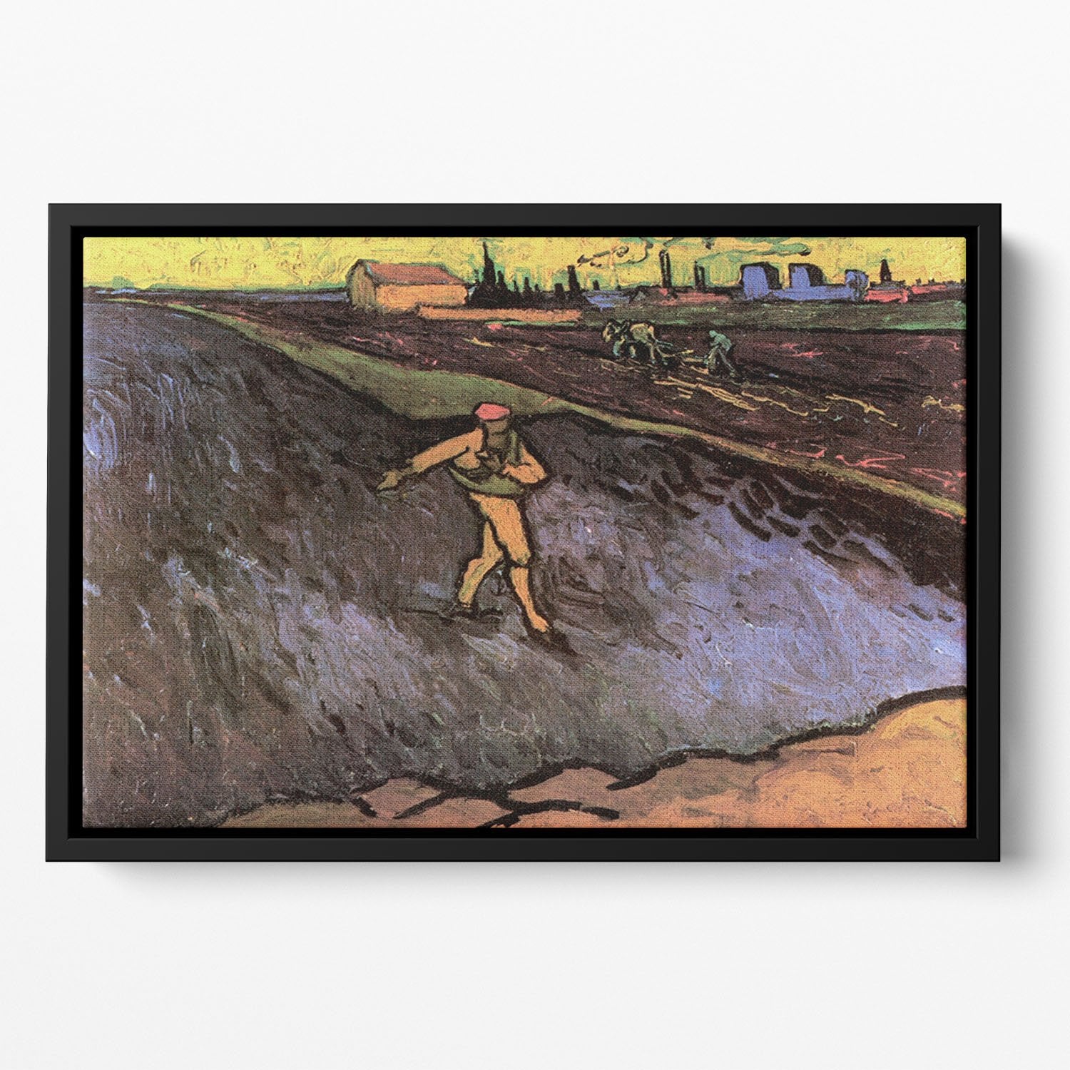 The Sower with the outskirts of Arles in the Background by Van Gogh Floating Framed Canvas